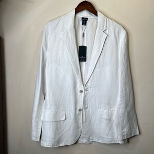 Daniel Hechter White Linen-Blend Blazer M